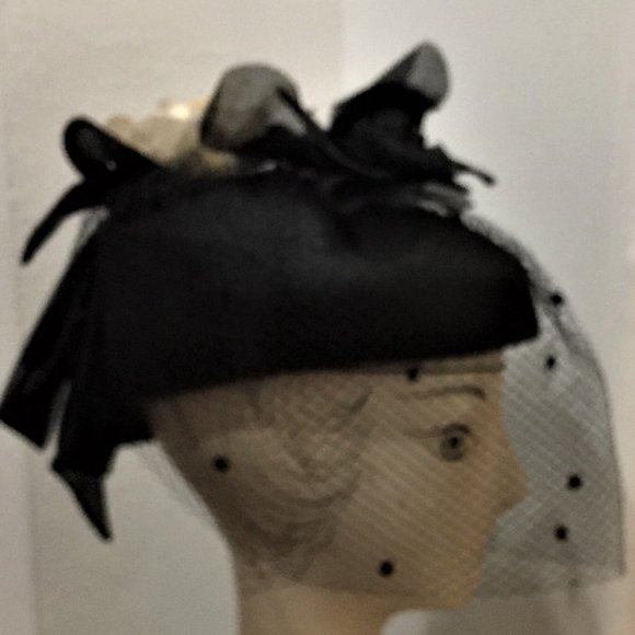 Vtg Peter Bettley Black Fascinator Hat Celebrate Wedding, Garden Party Black Tie main image 6